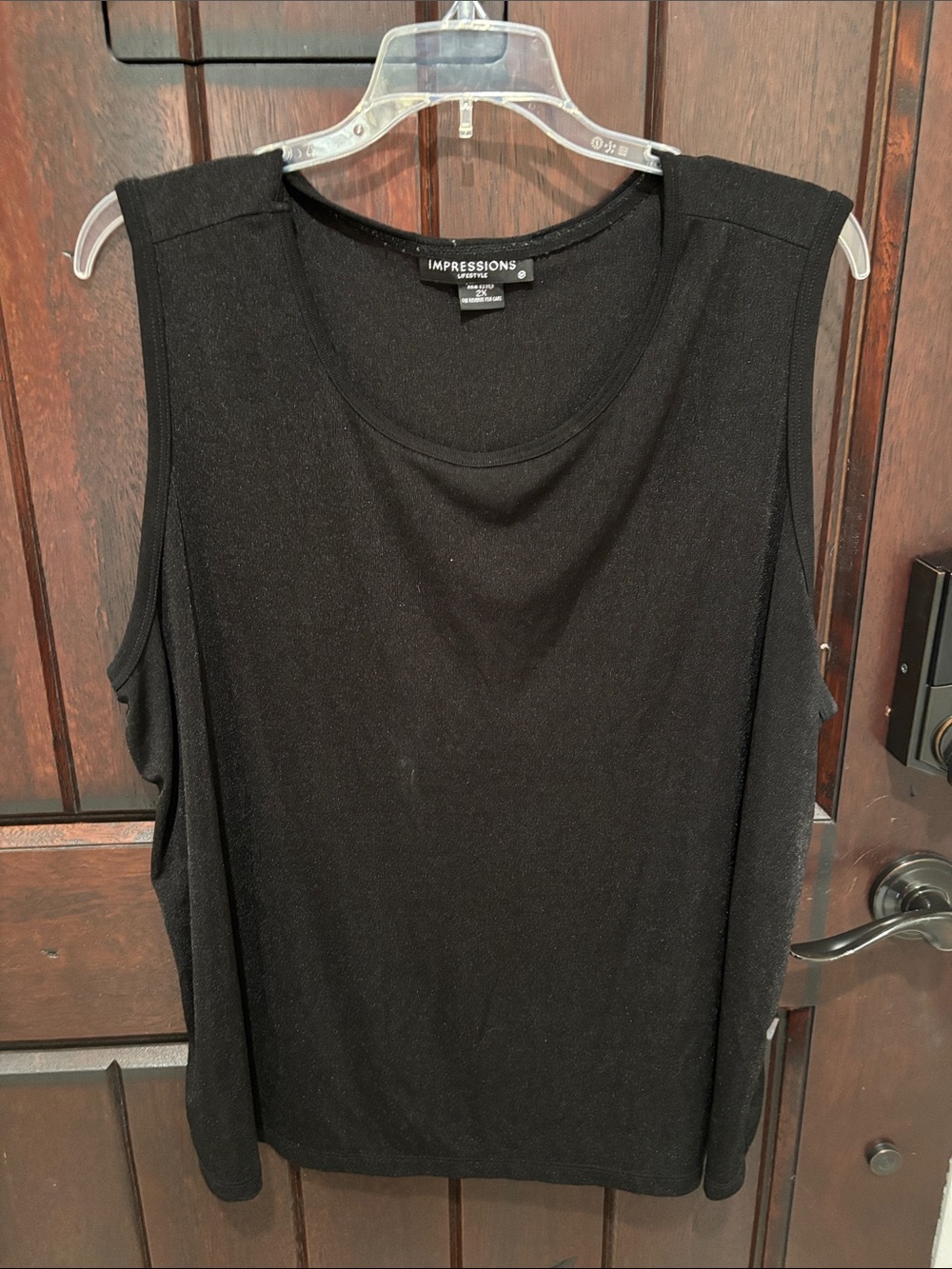 Impressions Black Sleeveless Knit Tank Top 2X